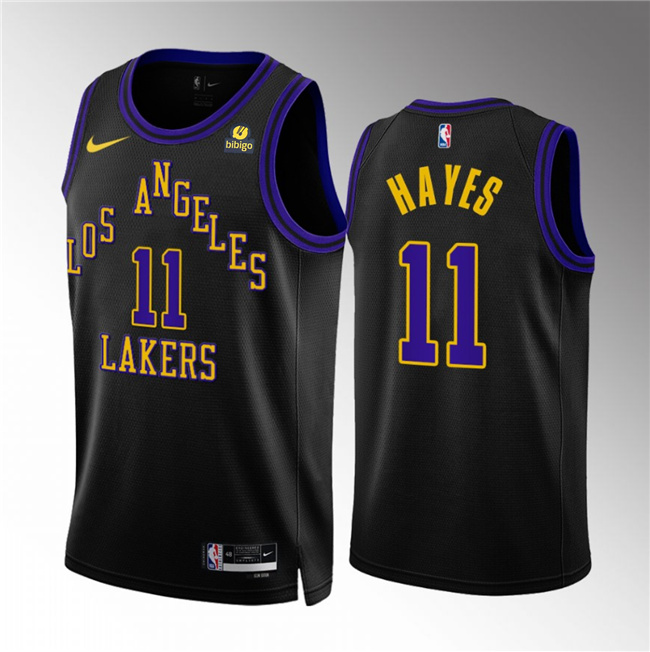 Men's Los Angeles Lakers #11 Jaxson Hayes Black 2023/24 City Edition Stitched Basketball Jersey